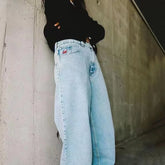 Y2K Big Boy Jeans für Männer Streetwear Baggy Jeans Stickerei Denim Freizeit Einfache Dime Hosen Frauen Jeans Mujer Hot traf jean